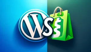 An image depicting two distinct sections. On the left, the CMS logo, characterized by its unique W symbol in a blue circle. On the right, the Sh