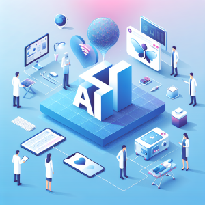 Futuristic hospital showcasing AI technologies in healthcare.