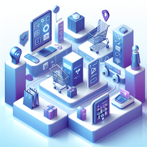 Futuristic retail store with AI technology